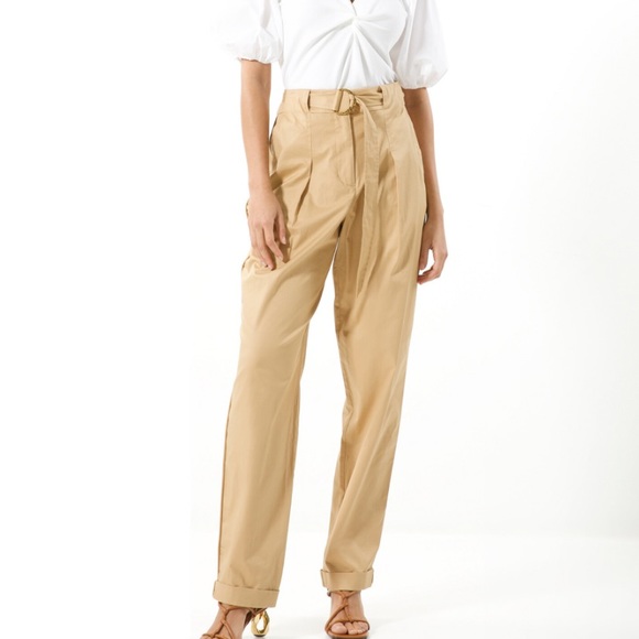 Tanya Taylor high waisted tan trousers with belt “Tyler Pant” size 0 - Picture 3 of 15
